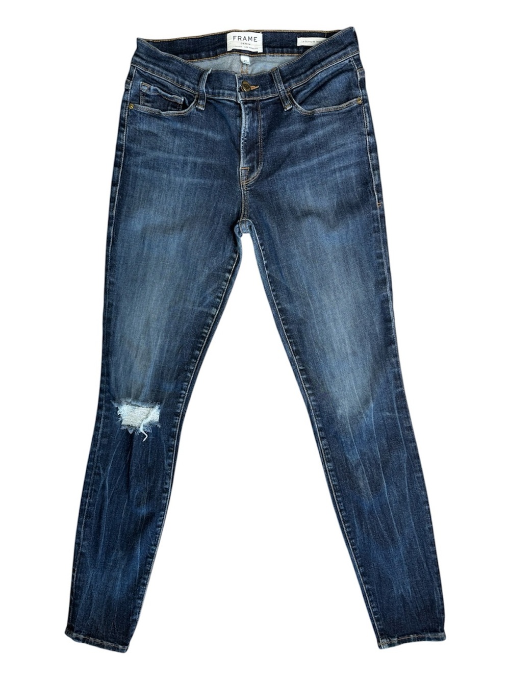 FRAME Women’s Denim Le Skinny de Jeanne Distressed Jeans